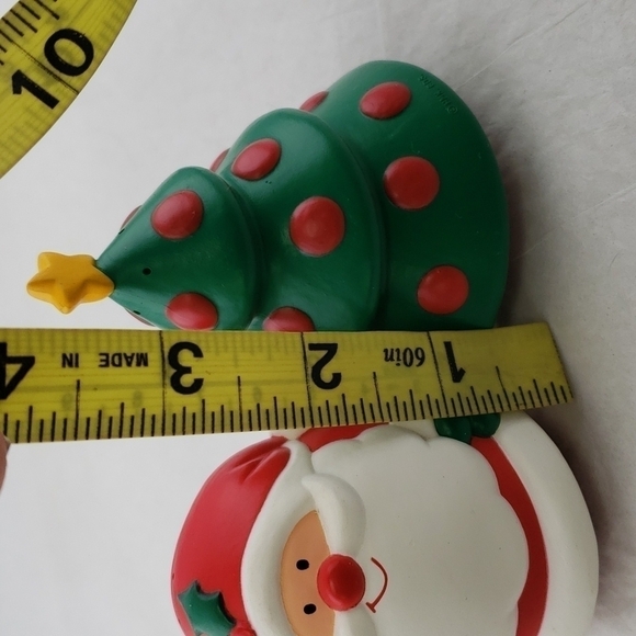 SANTA & Christmas Tree Salt & Pepper Shaker Unused Plastic Vintage - Picture 6 of 7